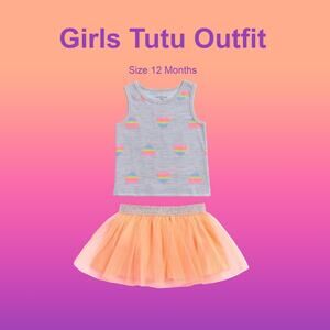 New Rainbow Hearts Toddler girls tutu outfit size 12 months